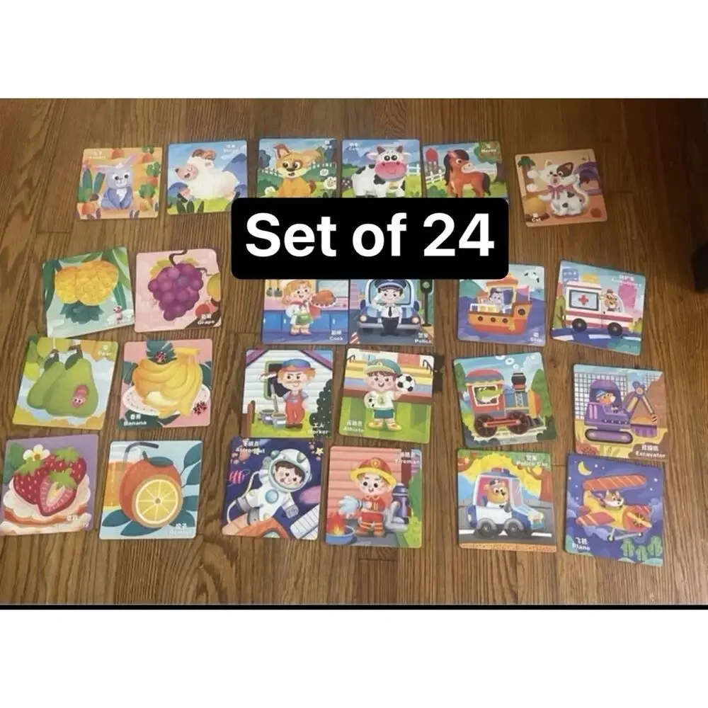 24‎ Sets Kids Puzzle Cartoon Animal Fruits Traffic Occupation Jigsaw Puzzle